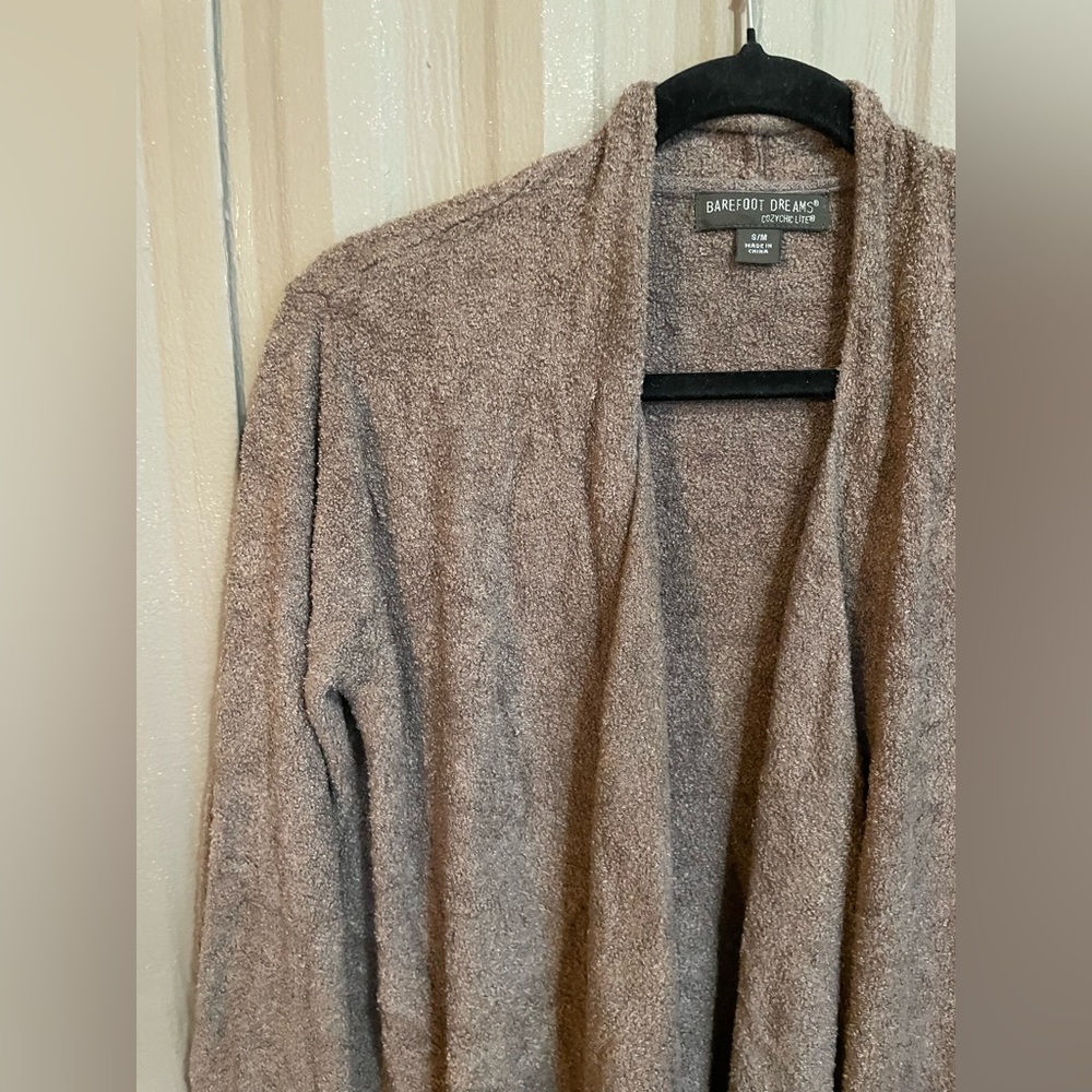 BAREFOOT DREAMS Island Wrap Open Front Cardigan Taupe CozyChic Lite Soft S/M - Picture 7 of 16